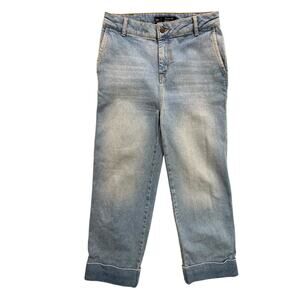 Size 4 Boden Denim Womens Turn Up Wide Leg Cuffed Jeans